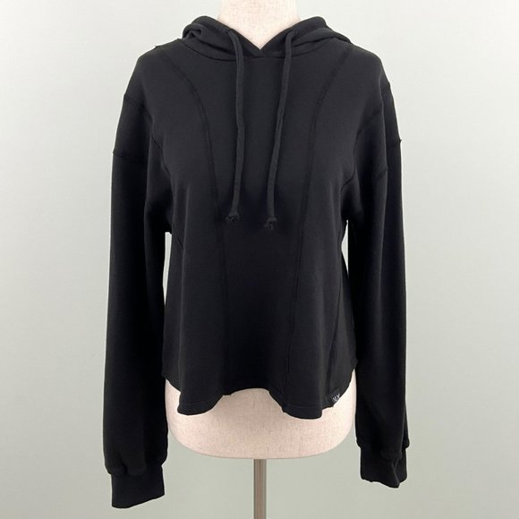 🌸SOLD🌸 NWT NUX | Seams Great Black Long Sleeve Cropped Sweatshirt Hoodie Large - Picture 4 of 9